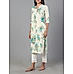 Ivory cotton linen printed kurti with lace detailing