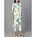 Ivory cotton linen printed kurti with lace detailing