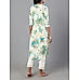 Ivory cotton linen printed kurti with lace detailing