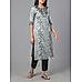 Sage green organza satin kurti with embroidery and matching bottom