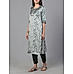 Sage green organza satin kurti with embroidery and matching bottom