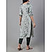 Sage green organza satin kurti with embroidery and matching bottom