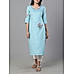 Light blue viscose twill plain kurti with embroidery