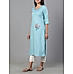 Light blue viscose twill plain kurti with embroidery