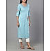 Light blue viscose twill plain kurti with embroidery