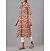 Teak brown cotton flax printed kurti