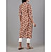 Teak brown cotton flax printed kurti