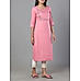 Pink viscose twill plain kurti with embroidery