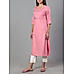 Pink viscose twill plain kurti with embroidery