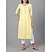 Pale yellow 60's cotton kurti with embroidery