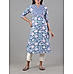 Denim blue 60's cotton printed kurti with embroidery