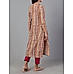 Mustard yellow and maroon 30's cotton printed kurti with mirror work