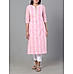 Pink 60's cotton printed kurti with jewel neck