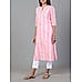 Pink 60's cotton printed kurti with jewel neck