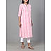 Pink 60's cotton printed kurti with jewel neck