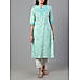 Aqua blue 60's cotton printed kurti with embroidery