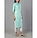 Aqua blue 60's cotton printed kurti with embroidery