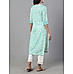 Aqua blue 60's cotton printed kurti with embroidery