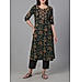 Black 60's cotton printed kurti with embroidery