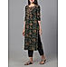 Black 60's cotton printed kurti with embroidery