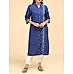 Royal blue cotton linen kurti with embroidery