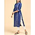 Royal blue cotton linen kurti with embroidery