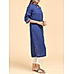 Royal blue cotton linen kurti with embroidery