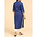 Royal blue cotton linen kurti with embroidery