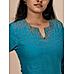 Venice blue Linen kurti with embroidery