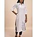 Off-white cotton linen kurti with embroidery