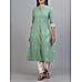 Mint green cotton dobby kurti with embroidery