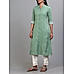 Mint green cotton dobby kurti with embroidery