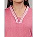 Onion pink cotton dobby kurti with cording embroidery