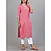 Onion pink cotton dobby kurti with cording embroidery