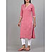 Onion pink cotton dobby kurti with cording embroidery