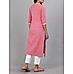 Onion pink cotton dobby kurti with cording embroidery