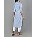 Denim blue cotton dobby kurti with shirt collar