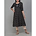 Black cotton flax printed kurti with embroidery