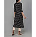 Black cotton flax printed kurti with embroidery