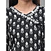 Black cotton dobby printed kurti with embroidery