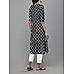 Black cotton dobby printed kurti with embroidery