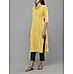 Yellow 60's cotton printed kurti with sequins work