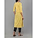 Yellow 60's cotton printed kurti with sequins work