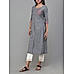 Grey viscose cotton slub kurti with embroidery