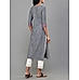 Grey viscose cotton slub kurti with embroidery