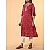 Pink 60's cotton printed kurti with embroidery