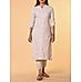 Ivory modal slub printed kurti with button placket