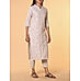 Ivory modal slub printed kurti with button placket