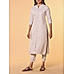 Ivory modal slub printed kurti with button placket