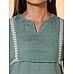 Sage green cotton flax plain kurti with embroidery